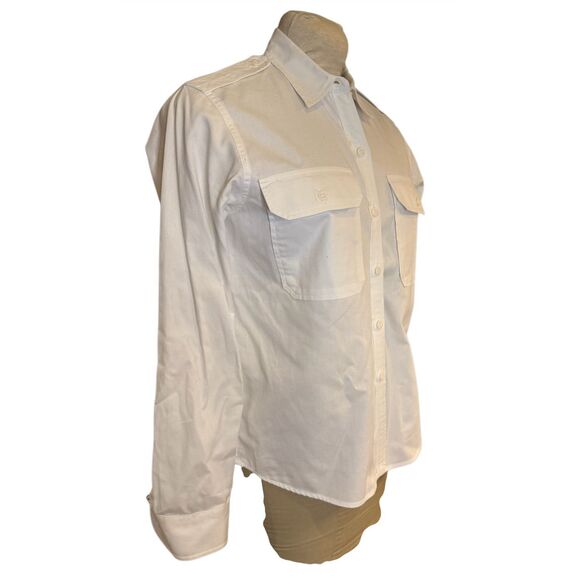 Lauren Ralph Lauren Camp Safari Shirt White Sz. M Button Front Pockets Epilets - Picture 3 of 10